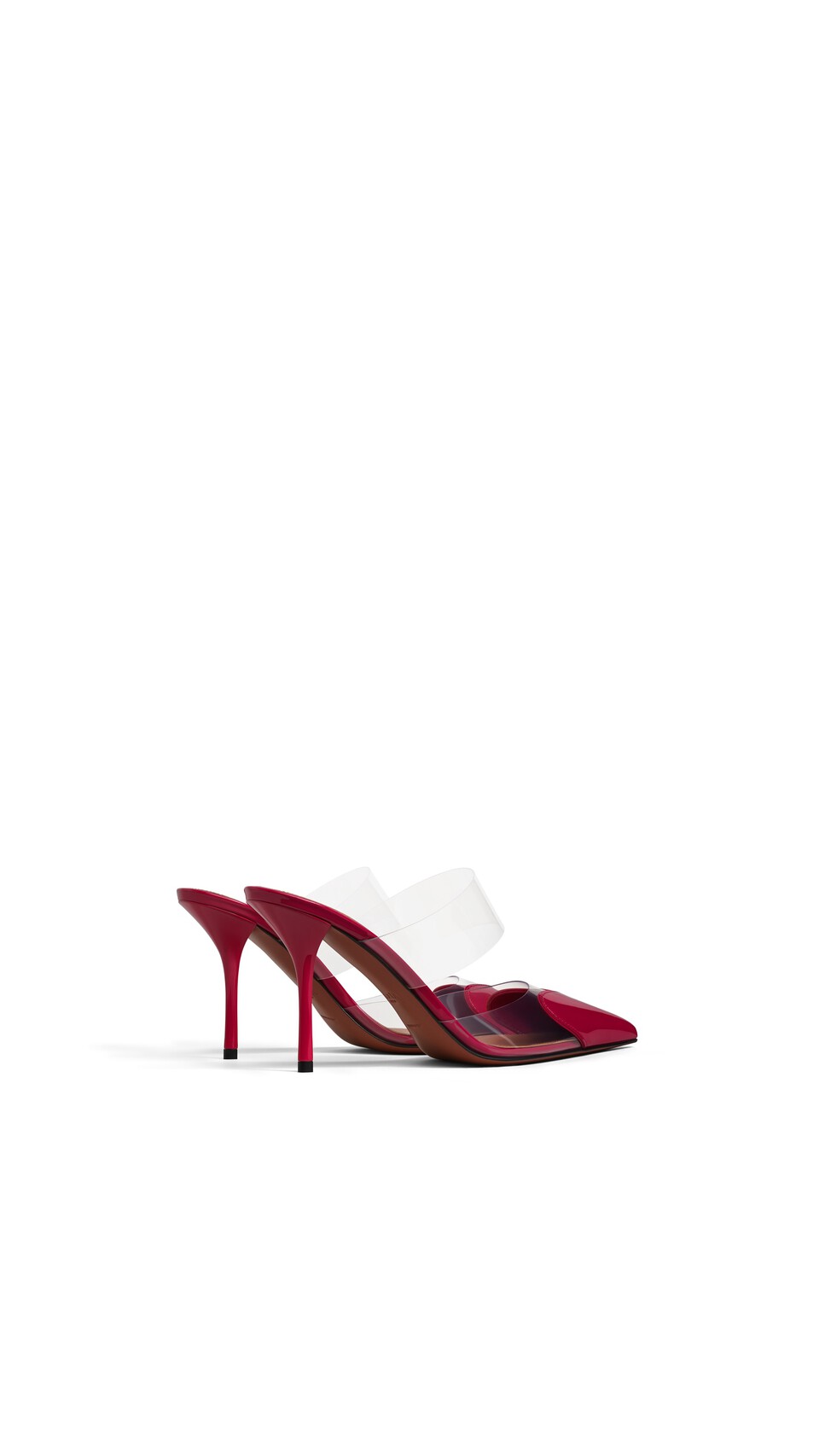 ALA&Iuml;A LE C&OElig;UR MULES IN PATENT LEATHER RASPBERRY - View 3