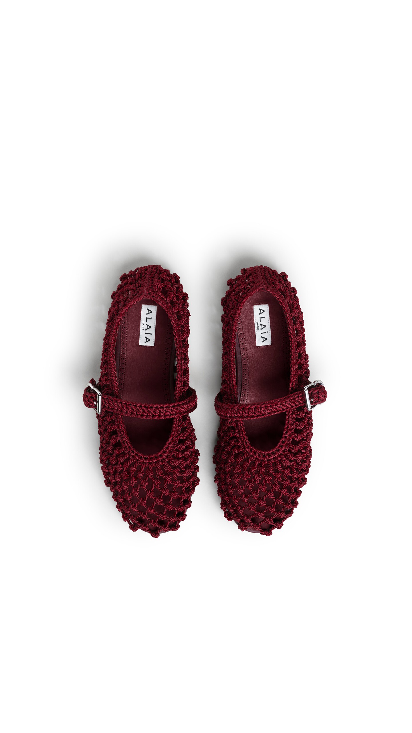 ALA&Iuml;A BALLET FLATS IN SATIN CORD BORDEAUX - View 4