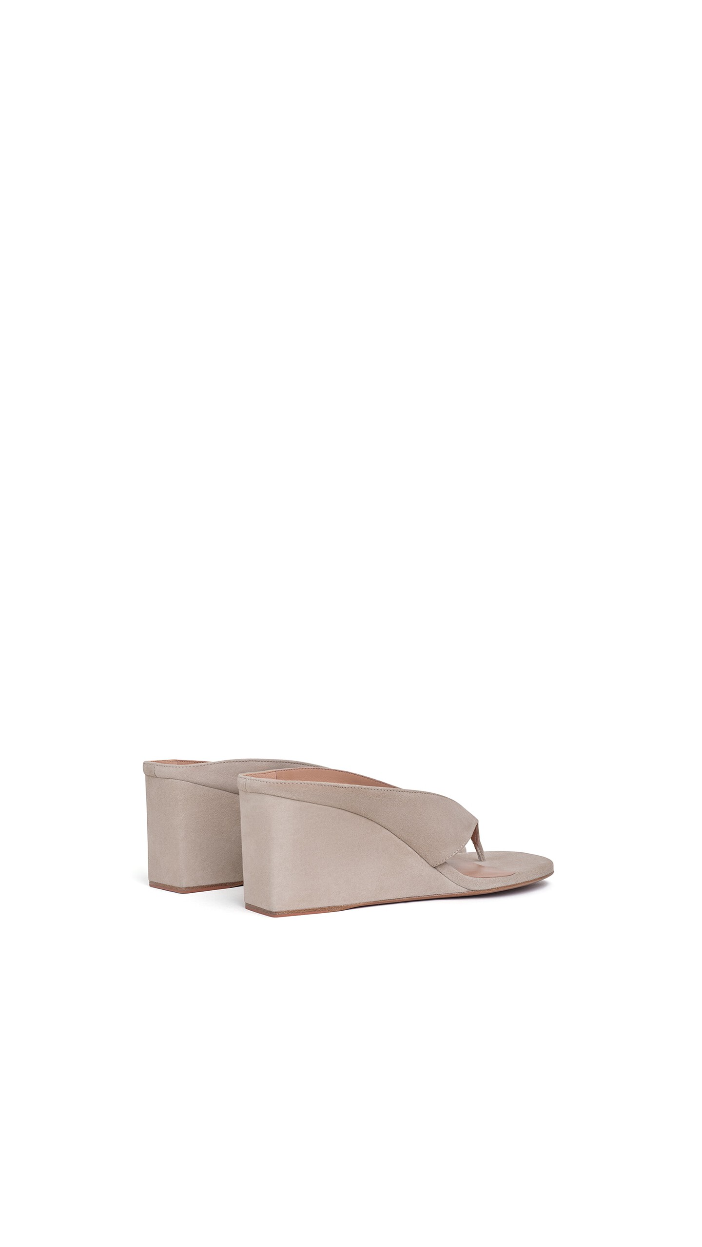 ALA&Iuml;A CUBE THONG MULES IN SUEDE GREY - View 3