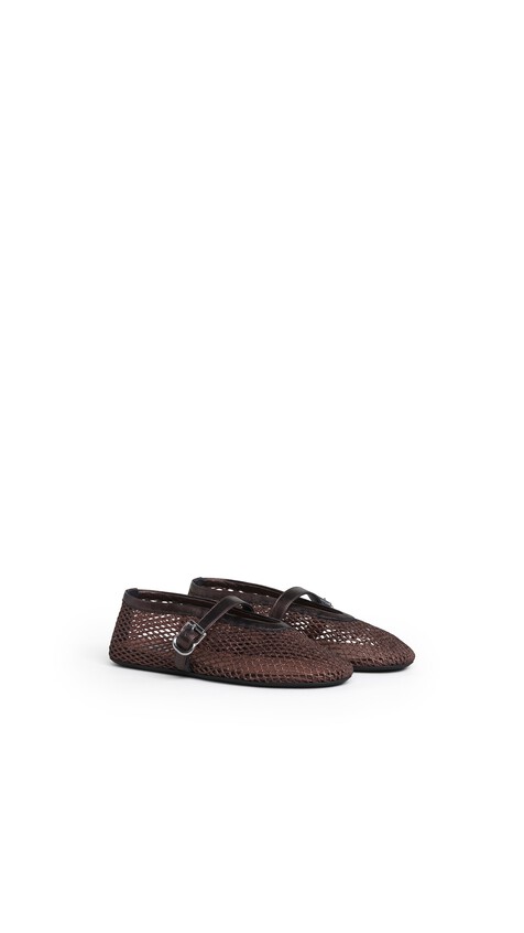 ALA&Iuml;A BALLET FLATS IN LAMINATED FISHNET BRONZE ECRU - View 2