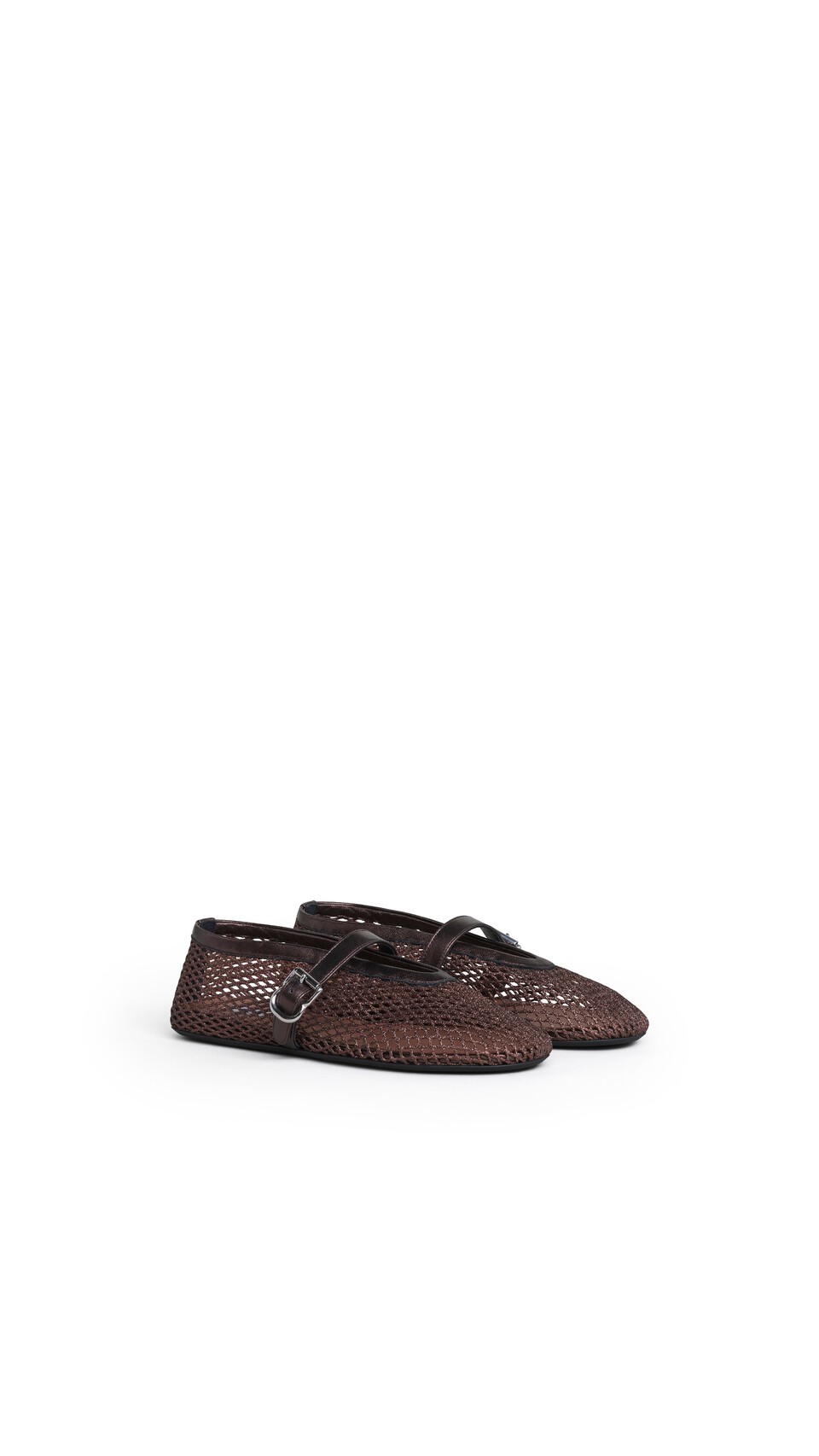 ALA&Iuml;A BALLET FLATS IN LAMINATED FISHNET BRONZE ECRU - View 2