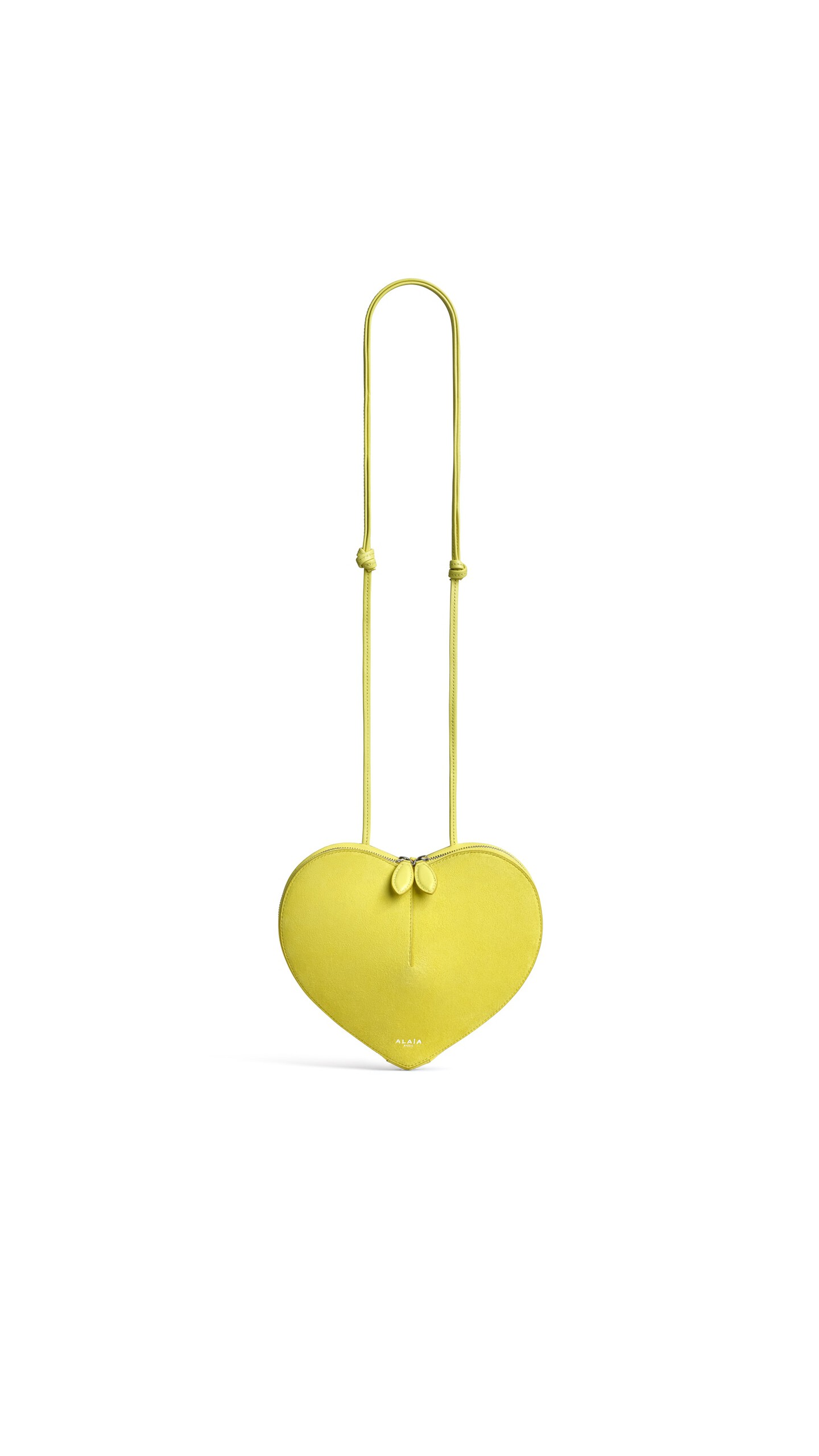 ALA&Iuml;A LE C&OElig;UR BI-MATERIAL BAG IN LEATHER LEMON YELLOW