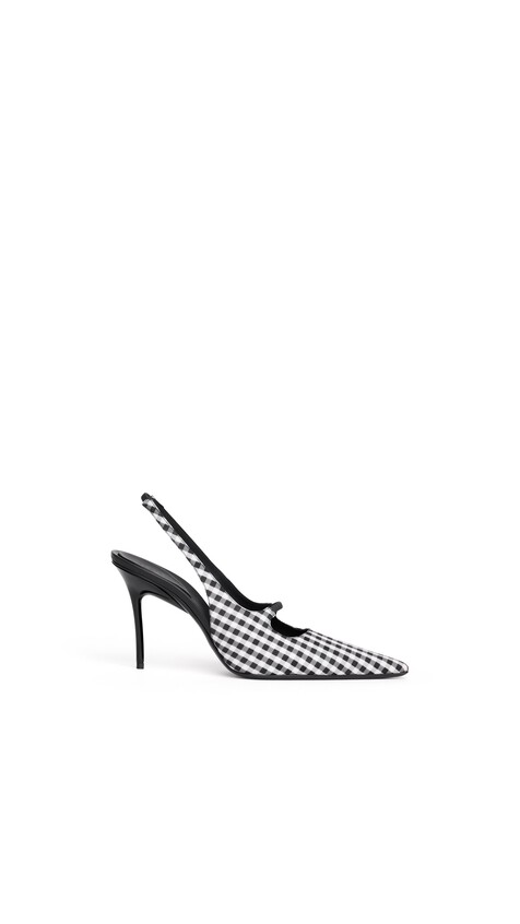 ALA&Iuml;A DROP SLINGBACKS IN VICHY PRINT BLACK/WHITE