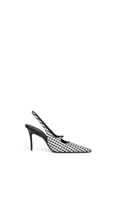 BLACK/WHITE - ALA&Iuml;A DROP SLINGBACKS IN VICHY PRINT