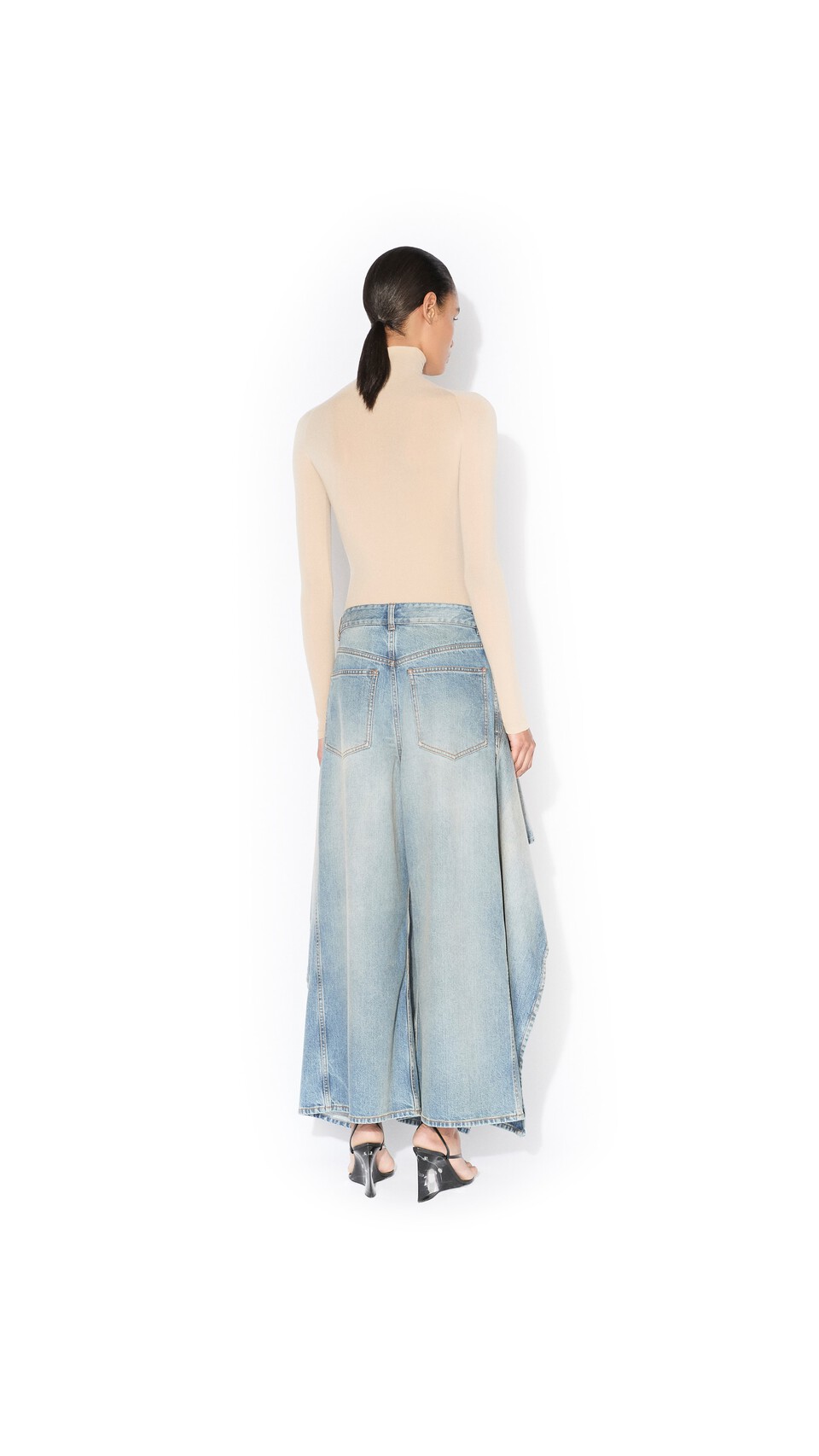 ALA&Iuml;A RUFFLE FADED JEANS FADED BLUE - View 3