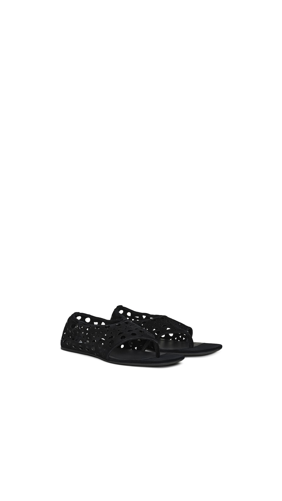 ALA&Iuml;A VIENNE THONG SANDALS IN VELVET CALFSKIN BLACK - View 2