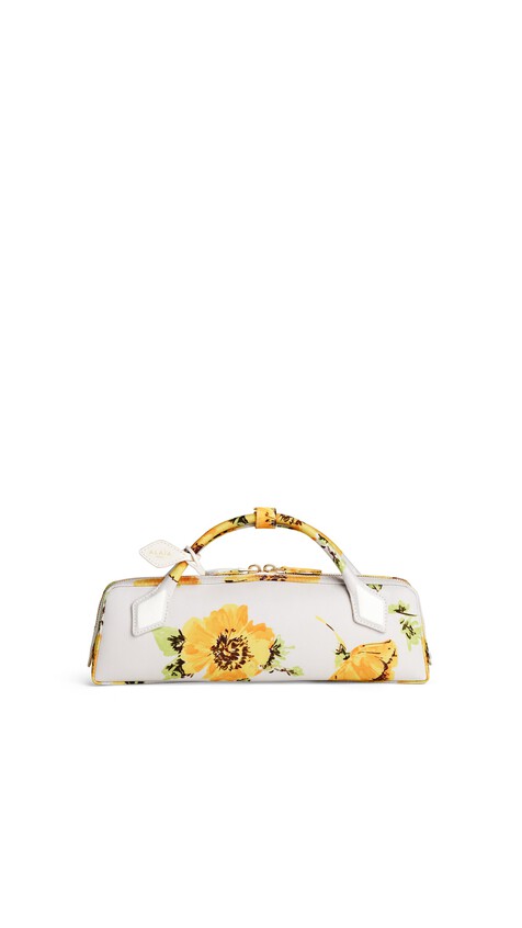 ALA&Iuml;A LE TECKEL CLUTCH IN FLOWER PRINT WHITE/YELLOW