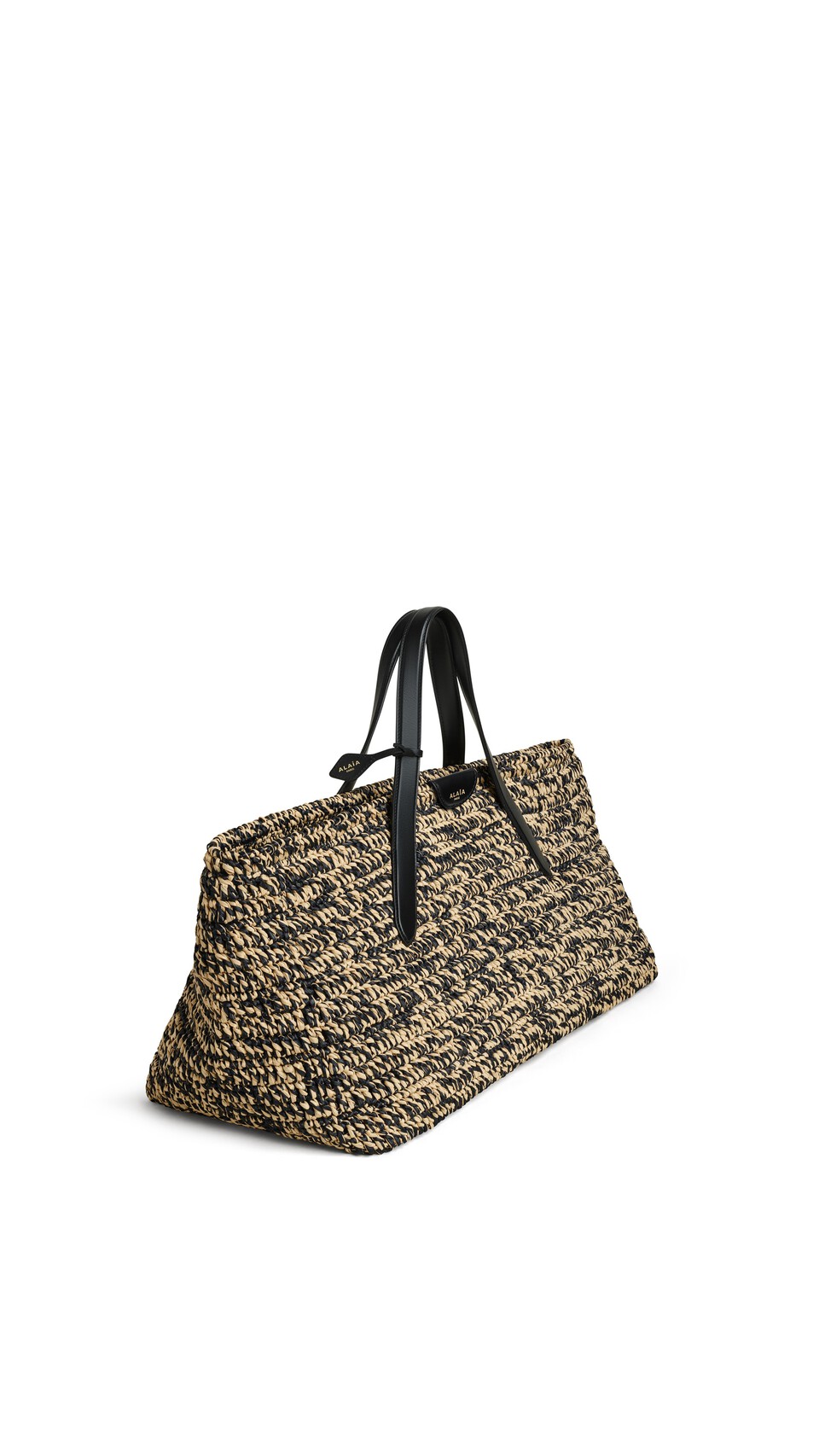 ALA&Iuml;A BOLSO GRANDE LE PANIER EAST WEST DE RAFIA NATURAL/NEGRO - View 2