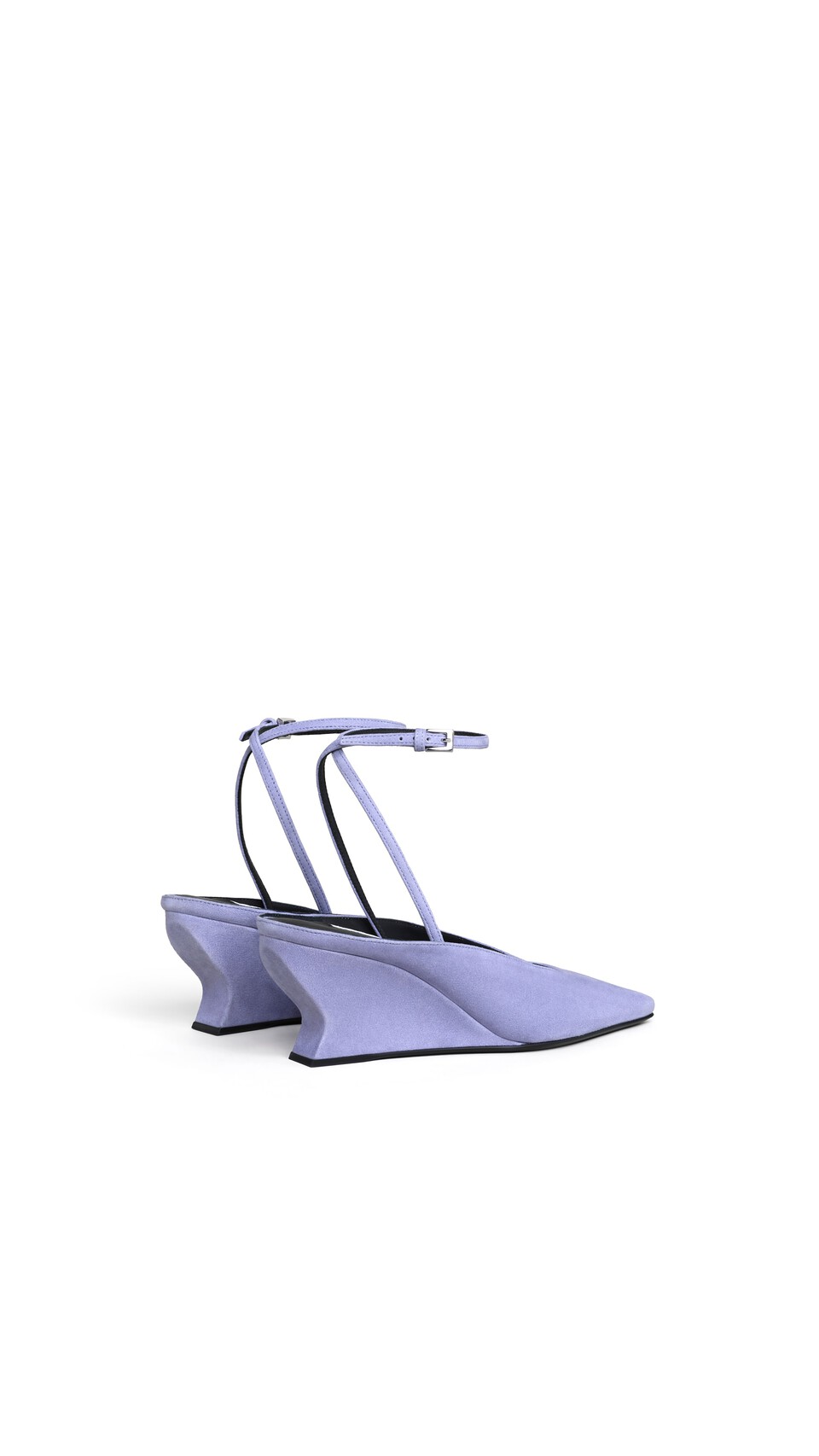 ALA&Iuml;A WAVE WEDGE PUMPS IN SUEDE LILAC - View 3