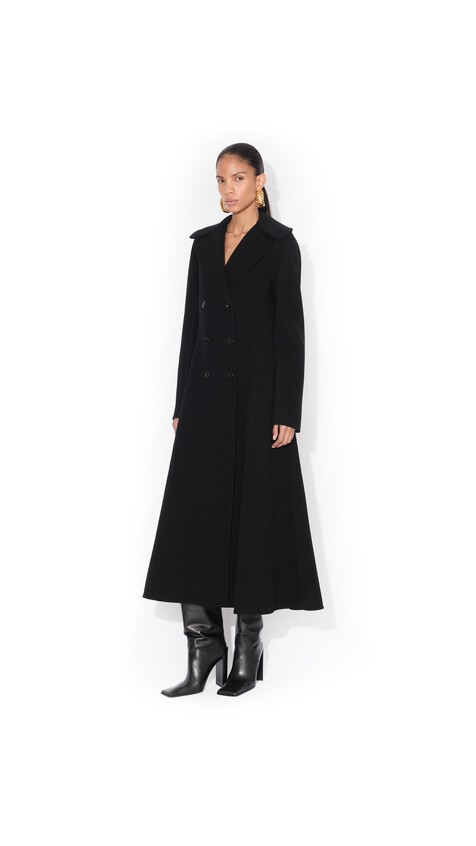 ALA&Iuml;A CINCHED WOOL COAT BLACK - View 2