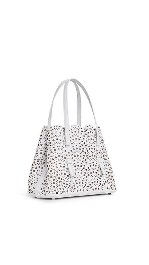 ALA&Iuml;A MINA 25 BAG IN PERFORATED VIENNE CALFSKIN OFF-WHITE - View 2