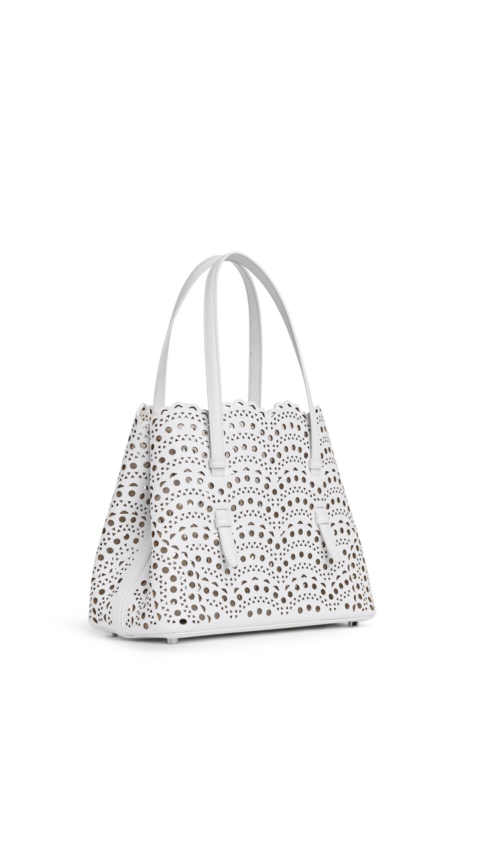 ALA&Iuml;A MINA 25 BAG IN PERFORATED VIENNE CALFSKIN OFF-WHITE - View 2