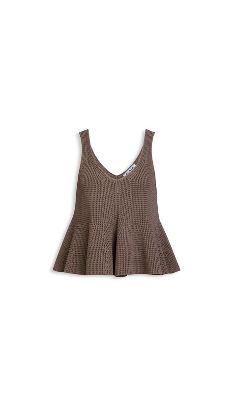 ALA&Iuml;A WAFFLE GODETS TANK TOP MOLE