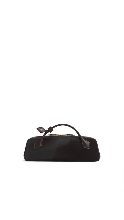 ALA&Iuml;A LE TECKEL CLUTCH IN HAIRCALF CHOCOLATE