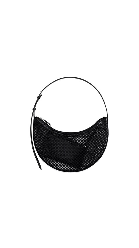 ALA&Iuml;A ONE PIECE DEMI LUNE BAG IN FISHNET BLACK