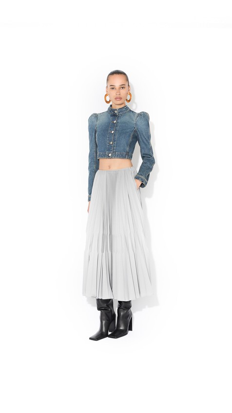 WOOL GABARDINE PLEATED SKIRT