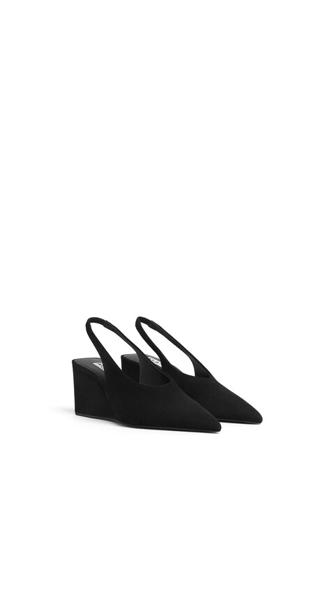 ALA&Iuml;A CUBE WEDGE SLINGBACKS IN SUEDE BLACK - View 2