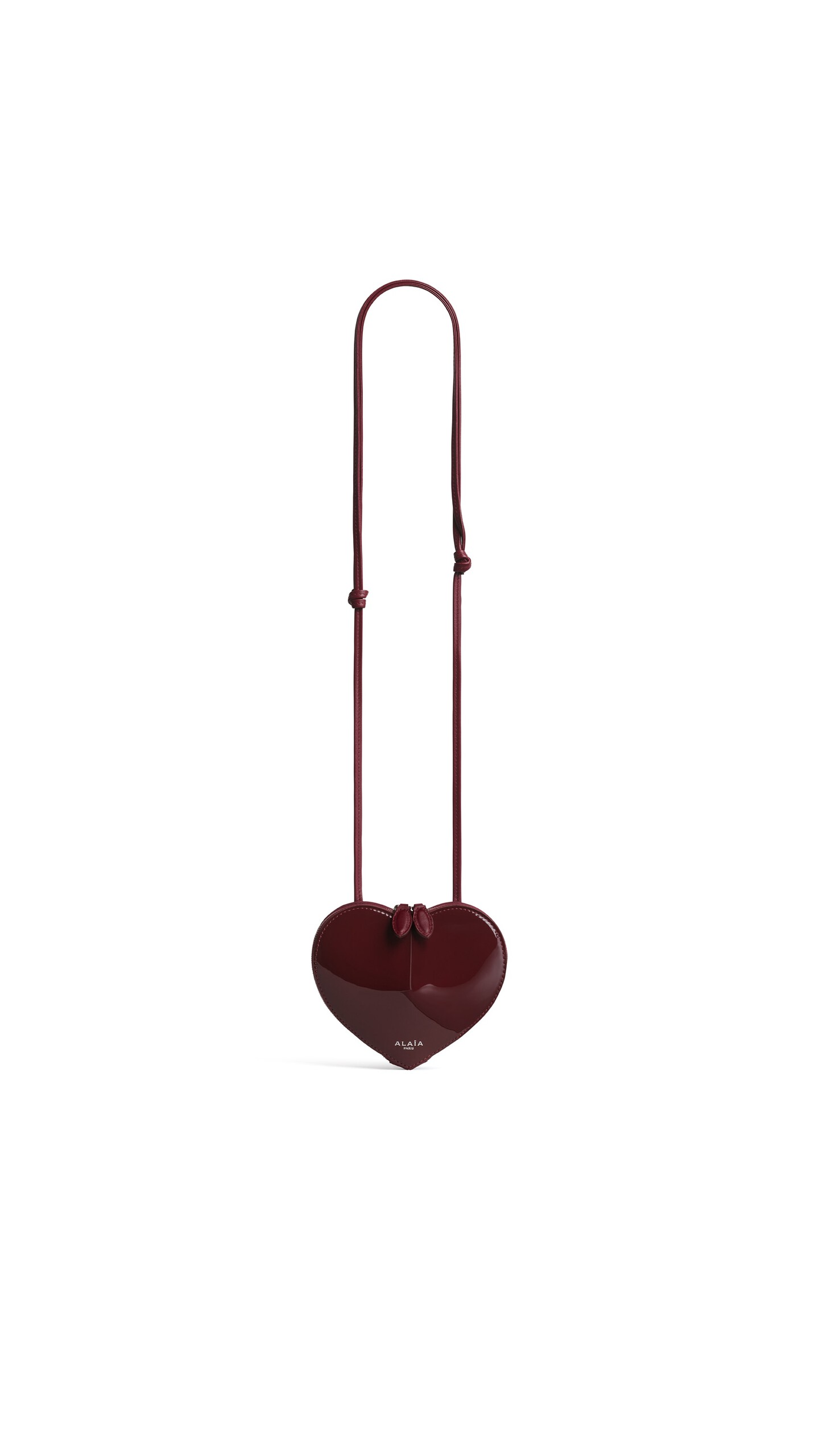 ALA&Iuml;A LE C&OElig;UR SMALL BAG IN PATENT LEATHER GARNET RED