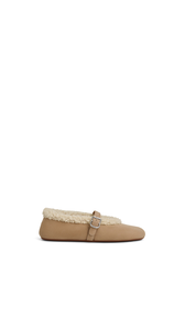 CAMEL - ALA&Iuml;A BALLET FLATS IN MERINO SHEARLING