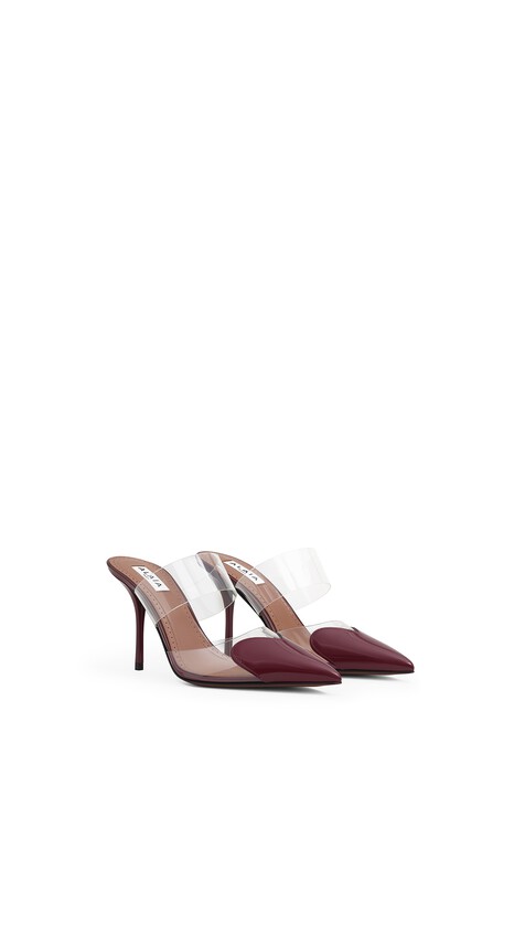 ALA&Iuml;A LE C&OElig;UR MULES IN PATENT LEATHER GARNET RED - View 2