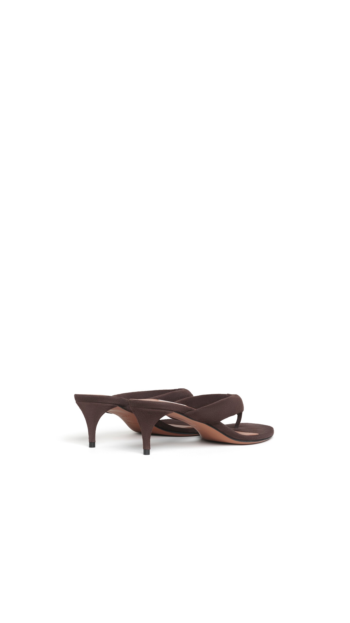 ALA&Iuml;A HEEL THONG MULES IN SUEDE DARK BROWN - View 3
