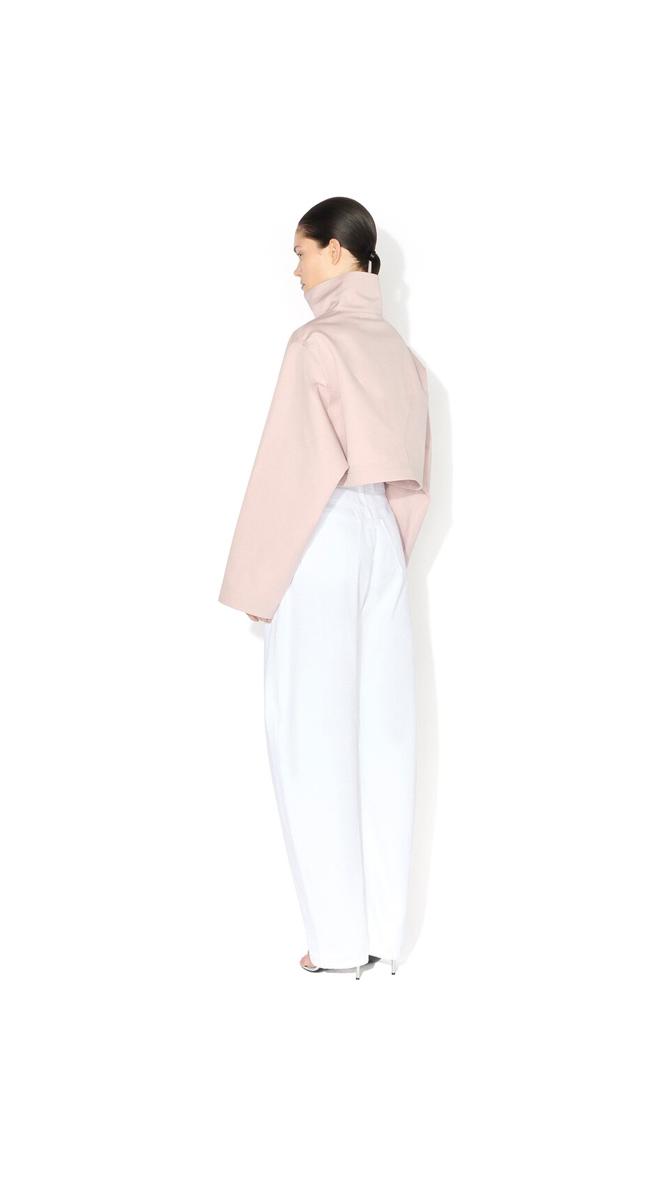 ALA&Iuml;A SILK COTTON CROPPED JACKET PINK - View 3