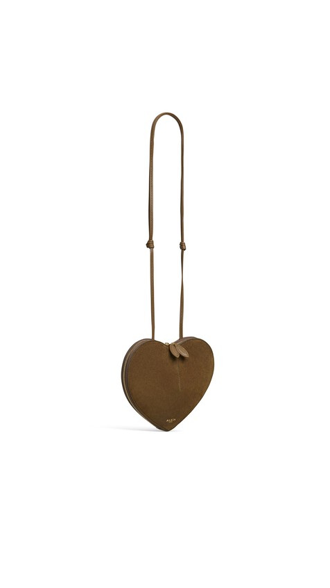 ALA&Iuml;A LE C&OElig;UR BI-MATERIAL BAG IN LEATHER KAKI - View 2