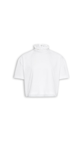 WHITE - ALA&Iuml;A COTTON JERSEY CROPPED T-SHIRT