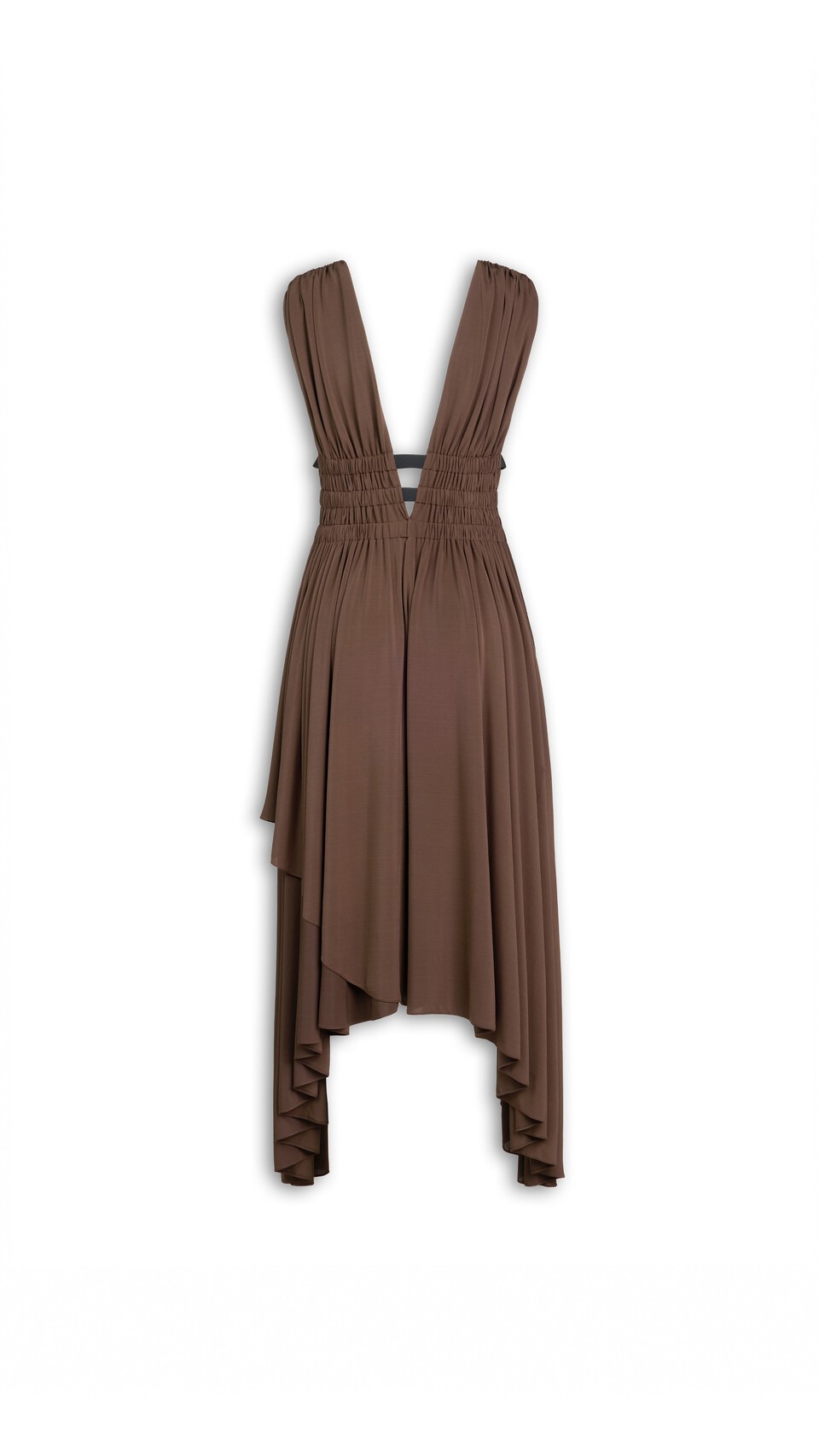 ALA&Iuml;A DEESSE V-NECK DRESS CHOCOLATE - View 5