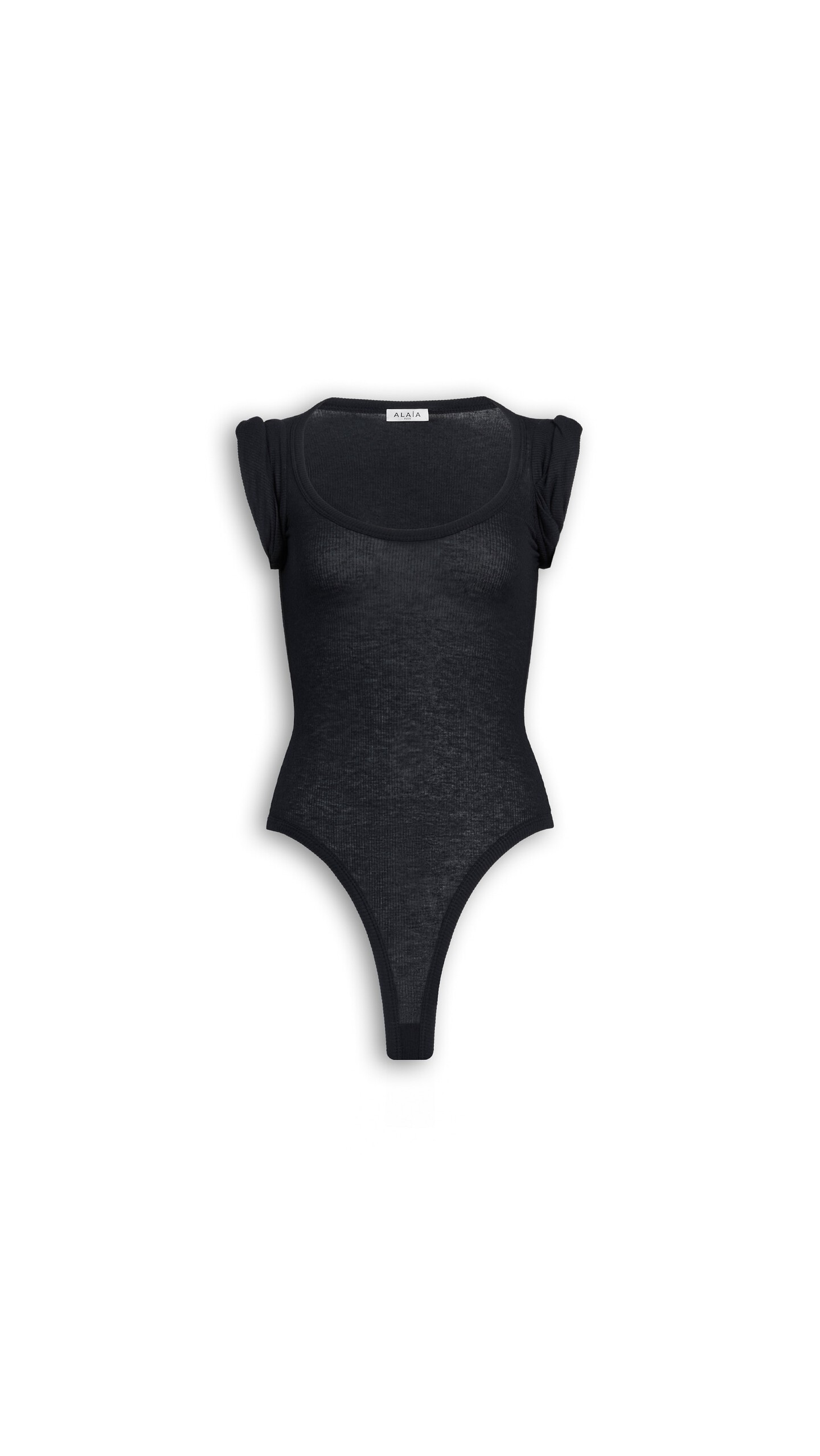 ALA&Iuml;A CASHMERE-BLEND JERSEY BODYSUIT BLACK