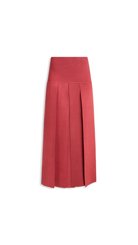 ALA&Iuml;A PLEATED MIDI SKIRT POMPEII RED