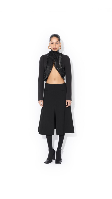 STRETCH WOOL SLIT SKIRT