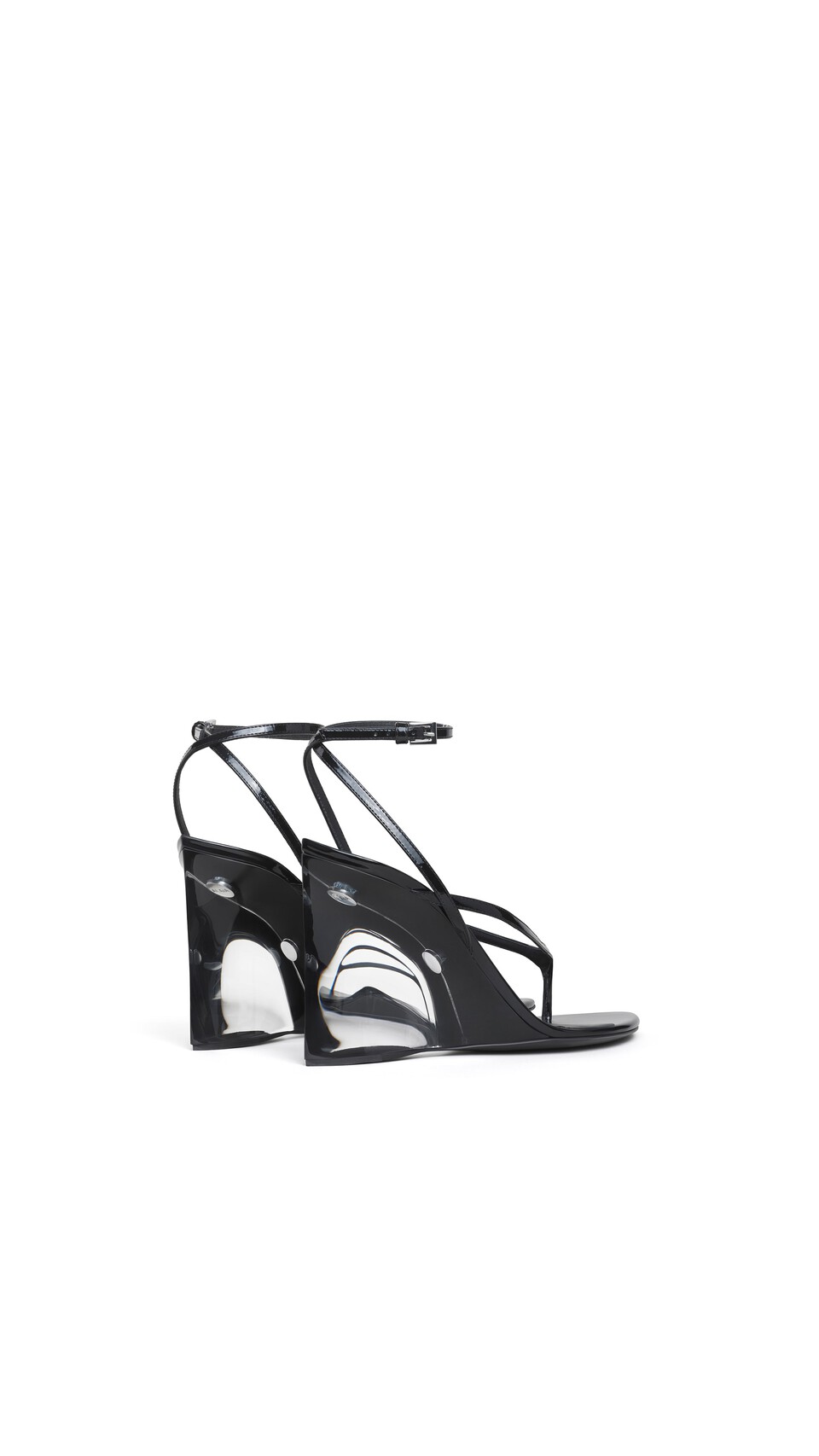 ALA&Iuml;A INVISIBLE THONG SANDALS IN PATENT CALFSKIN BLACK - View 3