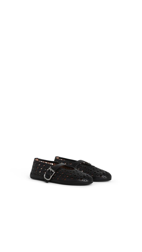 ALA&Iuml;A BALLET FLATS IN VIENNE LAMBSKIN BLACK - View 2
