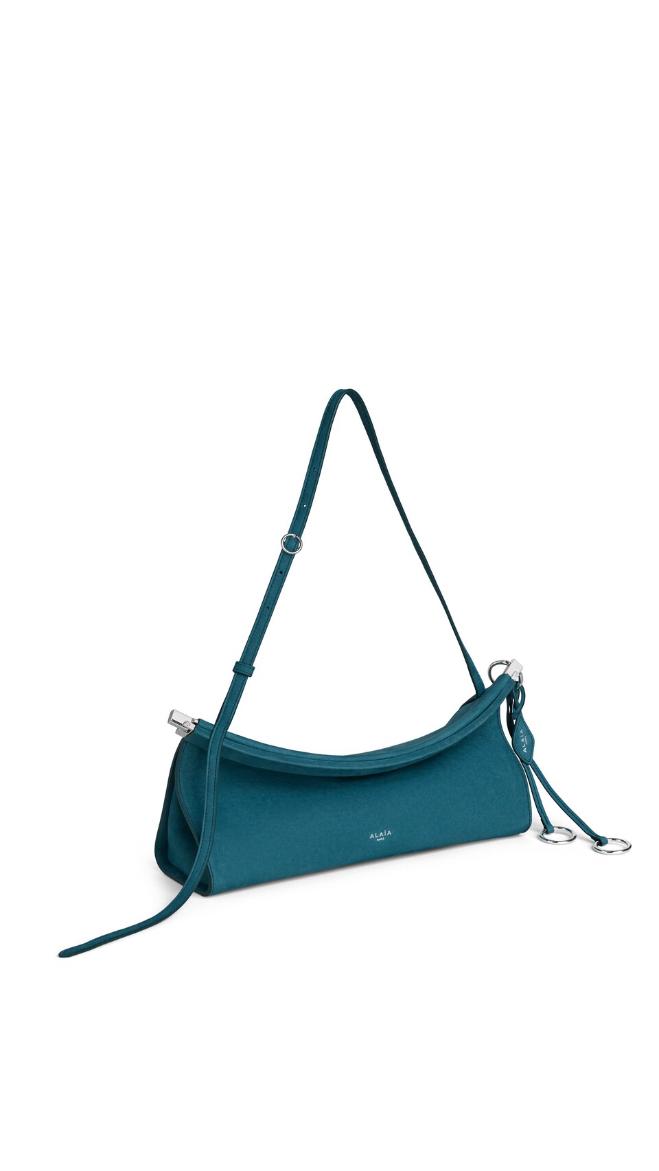 ALA&Iuml;A LE CLICK EAST WEST MEDIUM BAG IN NUBUCK GREEN GREY - View 2