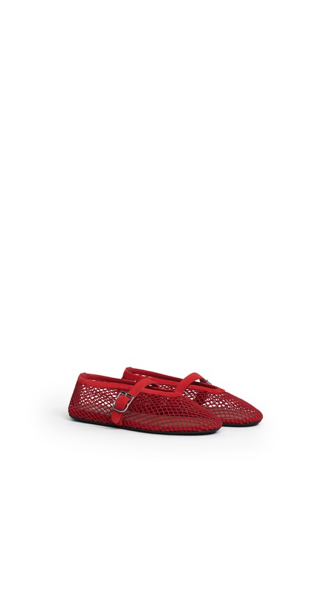 ALA&Iuml;A BALLET FLATS IN FISHNET AND SUEDE BURNT ORANGE - View 2