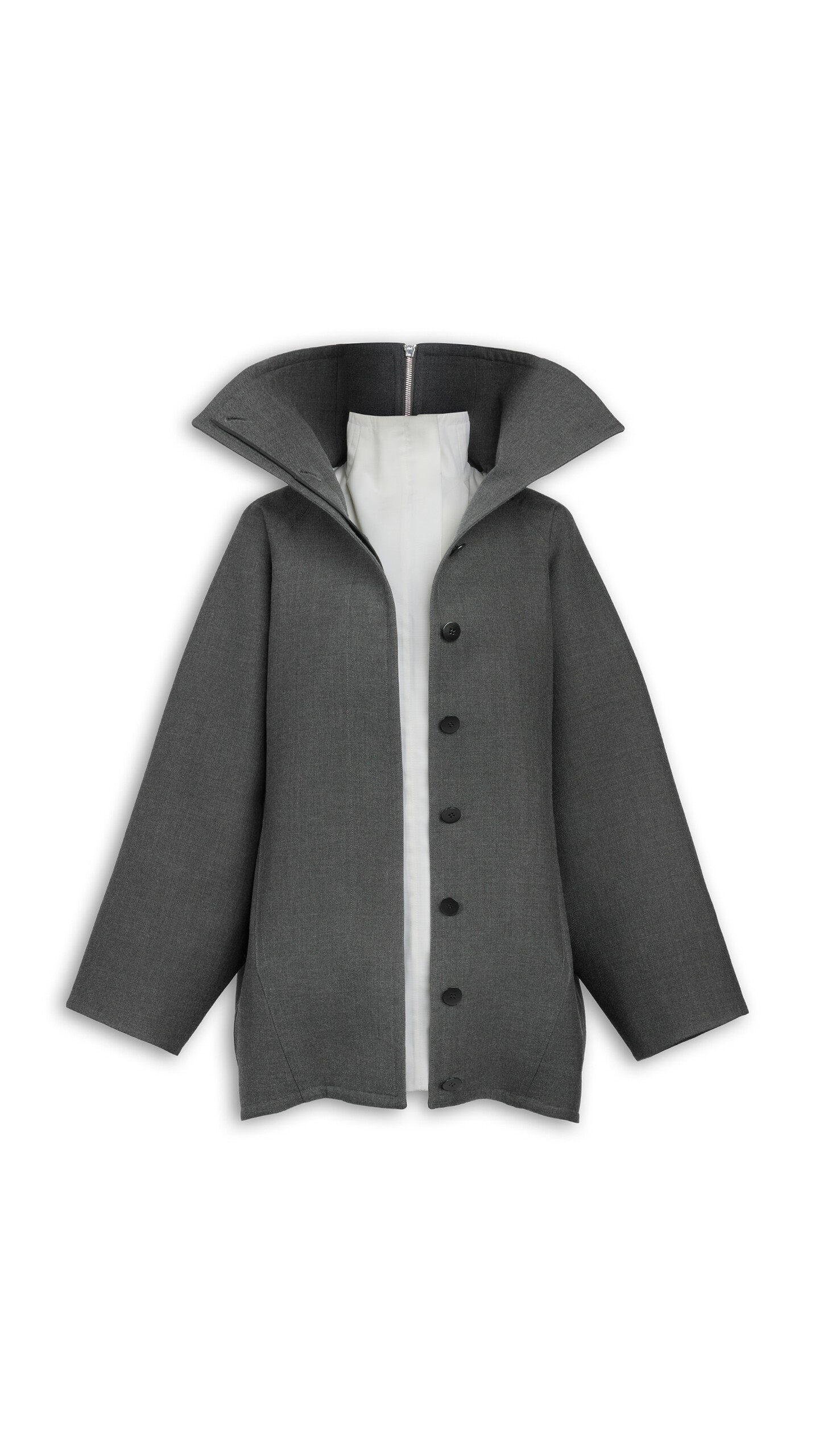 ALA&Iuml;A LAYERED WOOL COAT ANTHRACITE - View 6