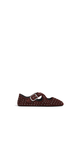 EBENE - ALA&Iuml;A CRISS CROSS BALLET FLATS IN SUEDE WITH EYELETS