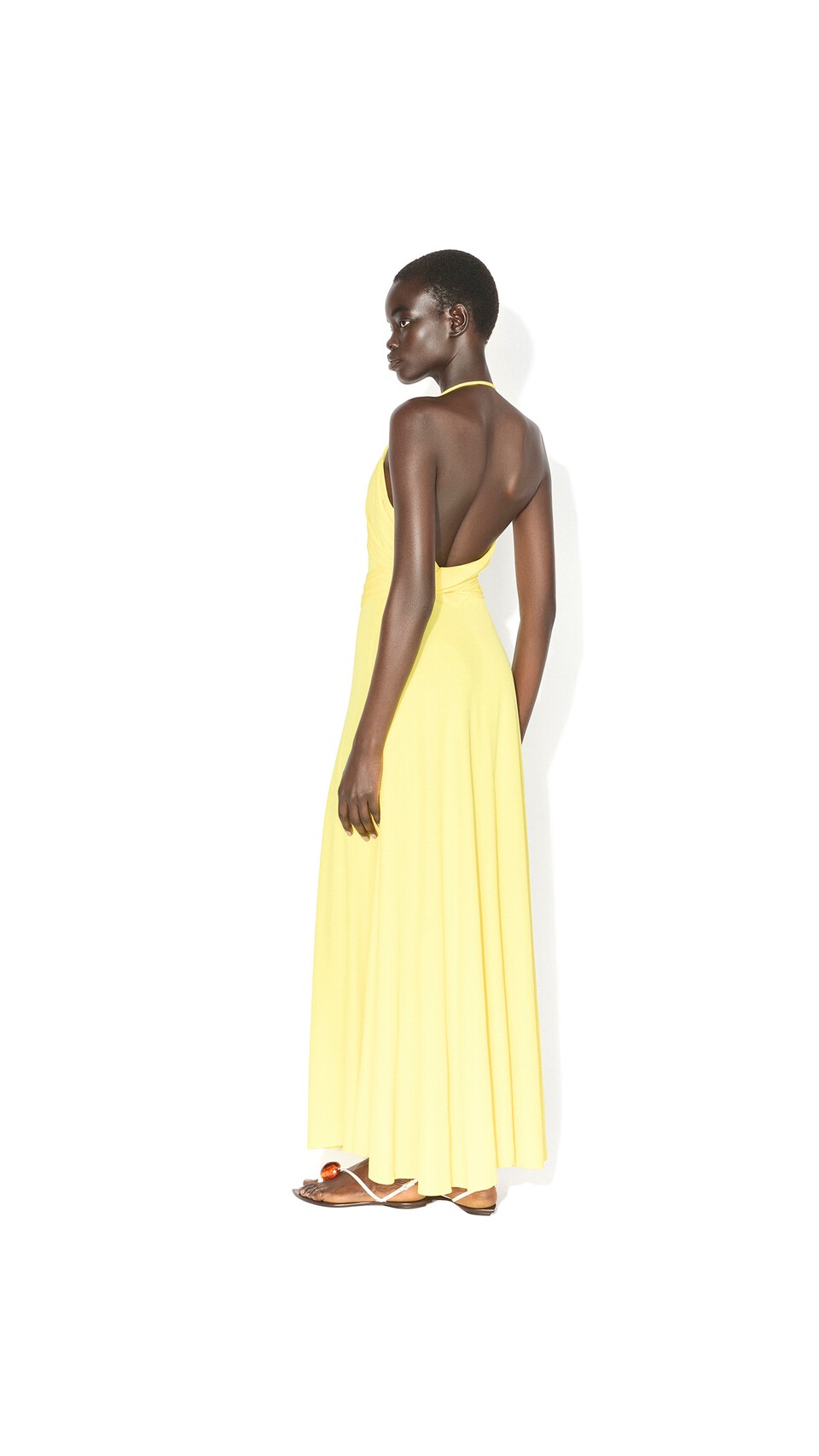 ALA&Iuml;A CROSSED JERSEY DRESS BEIGE JEWELRY - View 3