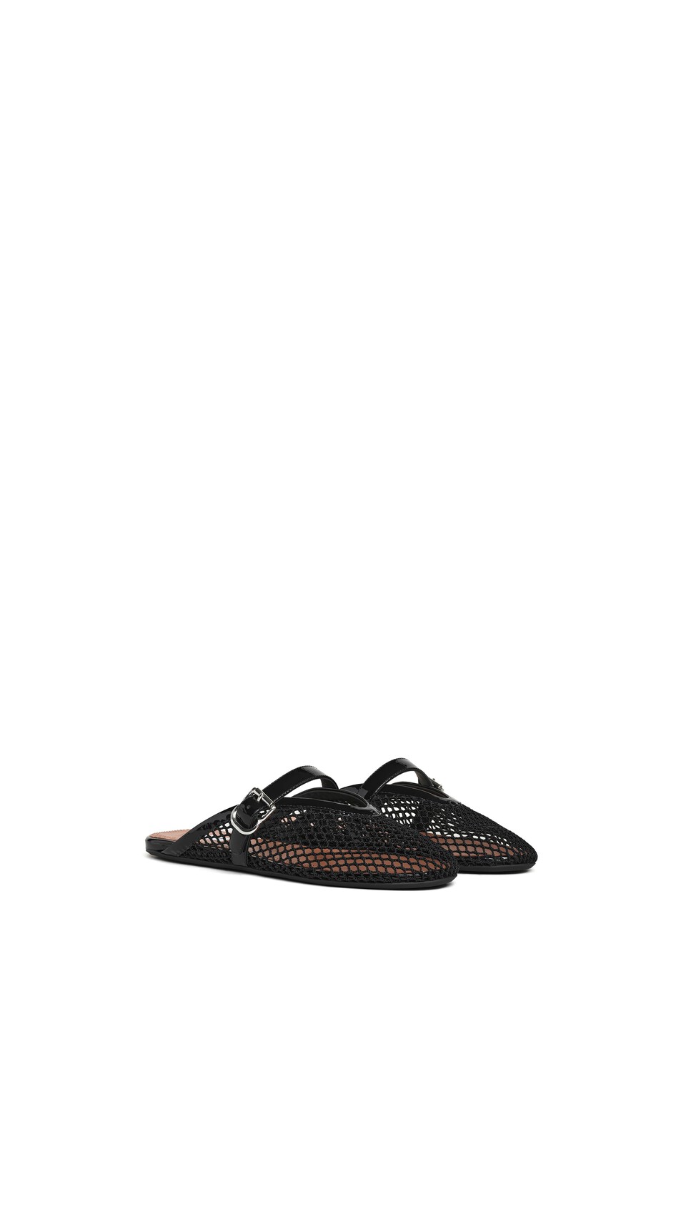 ALA&Iuml;A FLAT MULES IN FISHNET BLACK - View 2