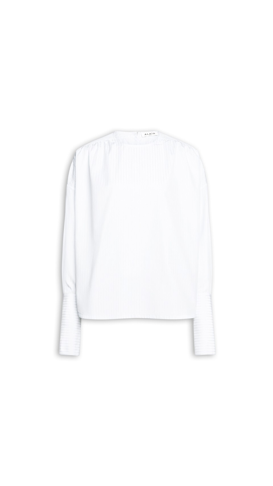 ALA&Iuml;A RUCHED POPLIN BLOUSE WHITE/BLUE