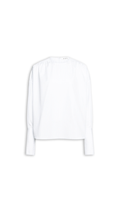 WHITE/BLUE - ALA&Iuml;A RUCHED POPLIN BLOUSE