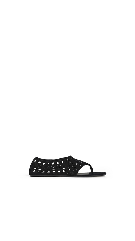 ALA&Iuml;A VIENNE THONG SANDALS IN VELVET CALFSKIN BLACK