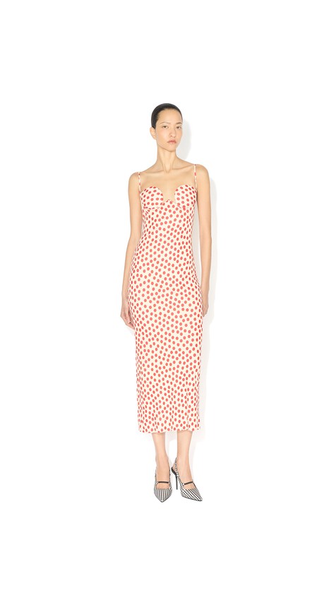ALA&Iuml;A POLKA DOT COLUMN DRESS ECRU - View 2