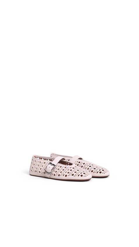 ALA&Iuml;A BALLET FLATS IN VIENNE SUEDE PINK - View 2