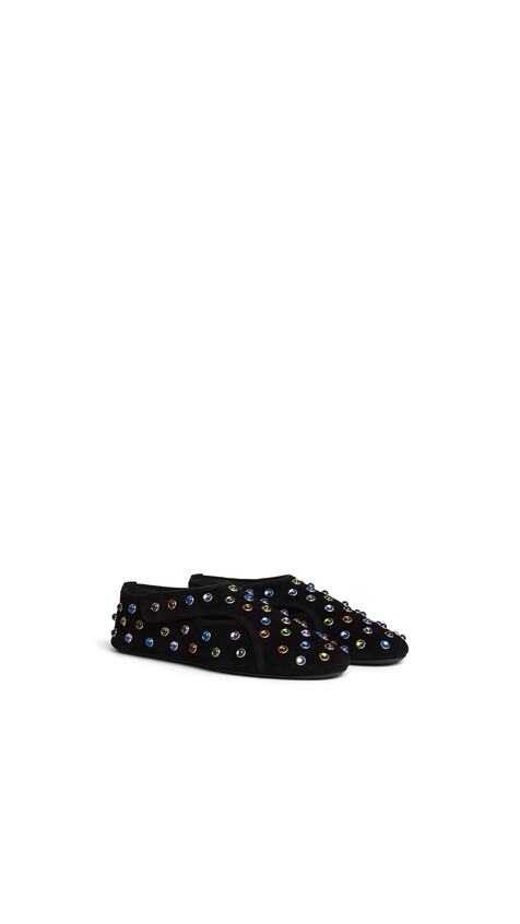 ALA&Iuml;A FLEX SLIPPERS IN SUEDE WITH BEADS BLACK/MULTICOLOR - View 2
