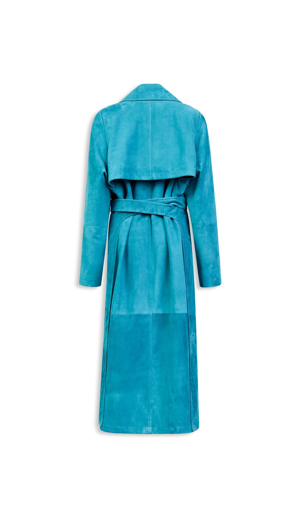 ALA&Iuml;A SUEDE GOATSKIN TRENCH COAT TURQUOISE - View 5