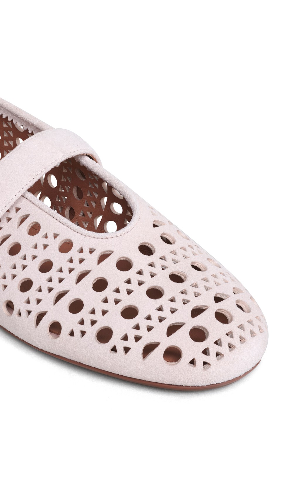 ALA&Iuml;A BALLET FLATS IN VIENNE SUEDE PINK - View 3