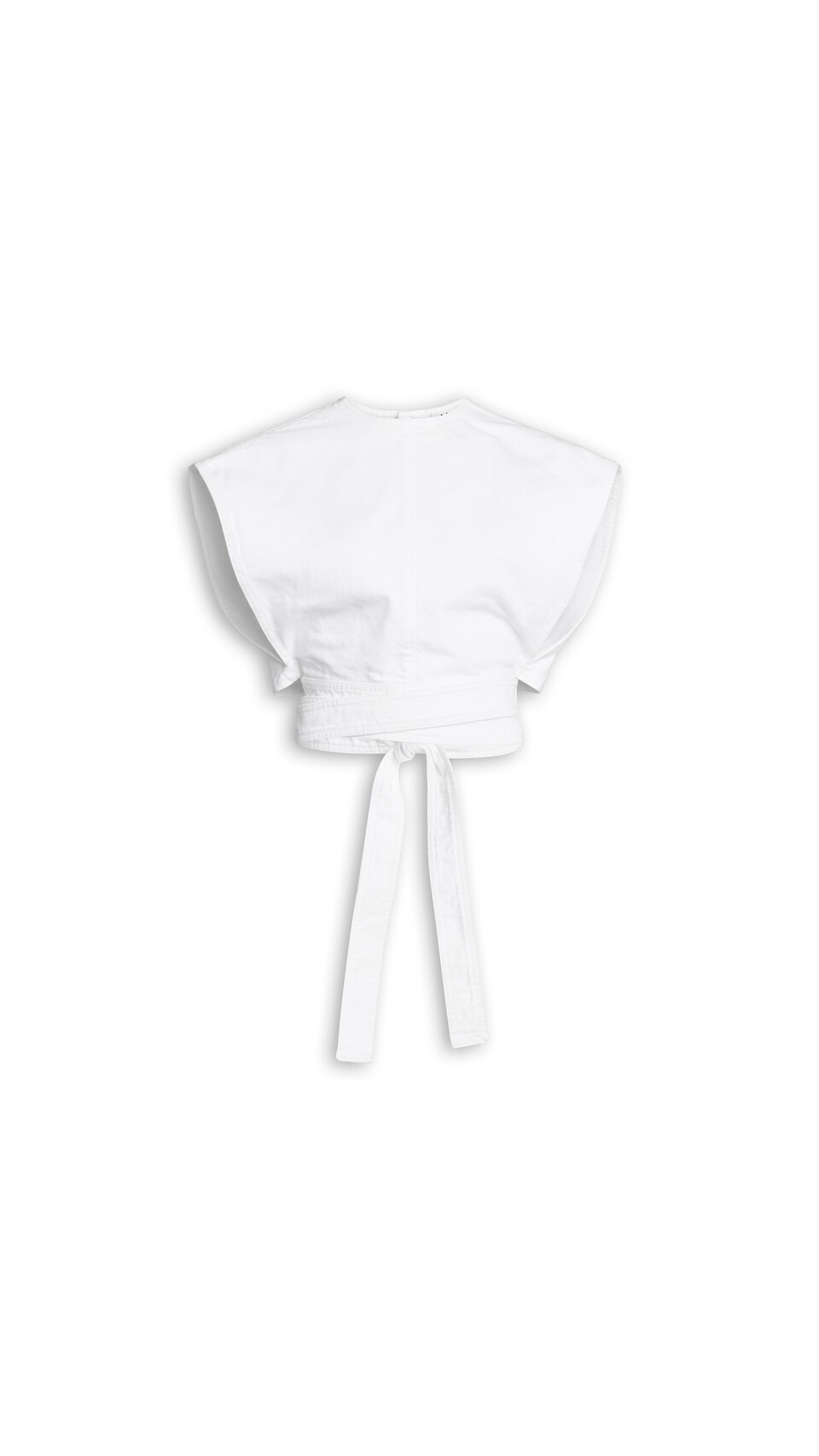 ALA&Iuml;A BELTED DENIM TOP WHITE