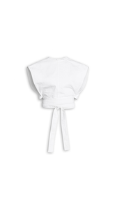 WHITE - ALA&Iuml;A BELTED DENIM TOP